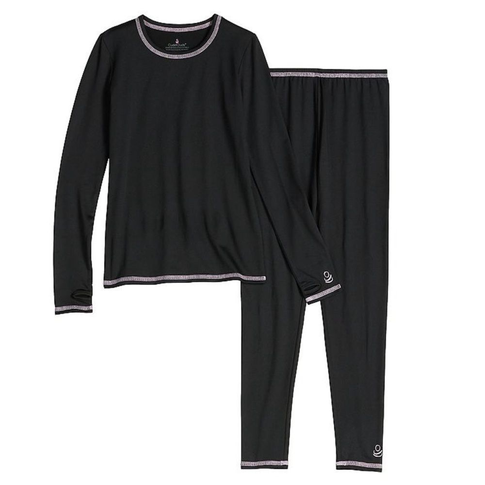 Cuddl Duds Warm Layers 2pc Base Layer Set NEW Comfort Stretch Black XS 4/5